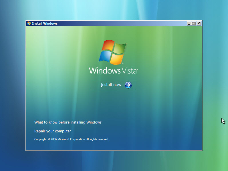 Recovery in Windows Vista